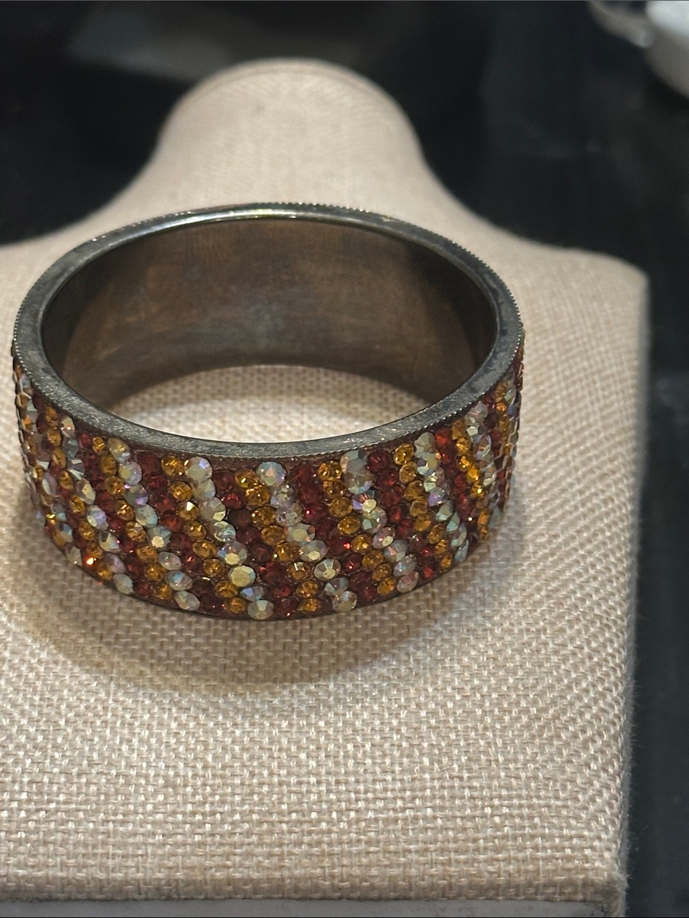 Multicolor Rhinestone Cuff Bracelet - Fall Tones - Picture 3 of 3